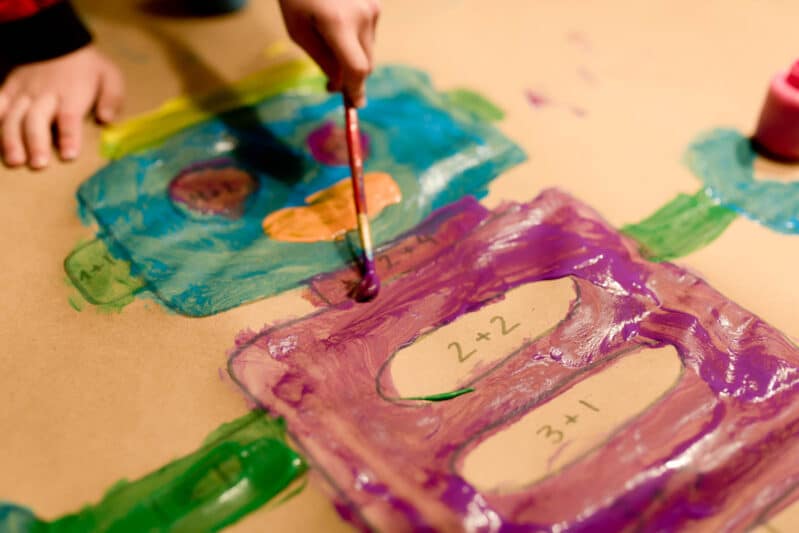 This creative paint-by-math painting activity was a great way to work on math skills!
