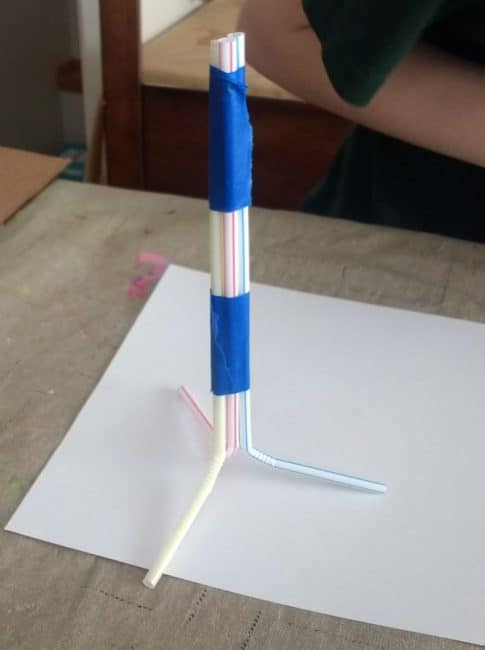 Fireworks stamp: bendable straws and tape. So simple!