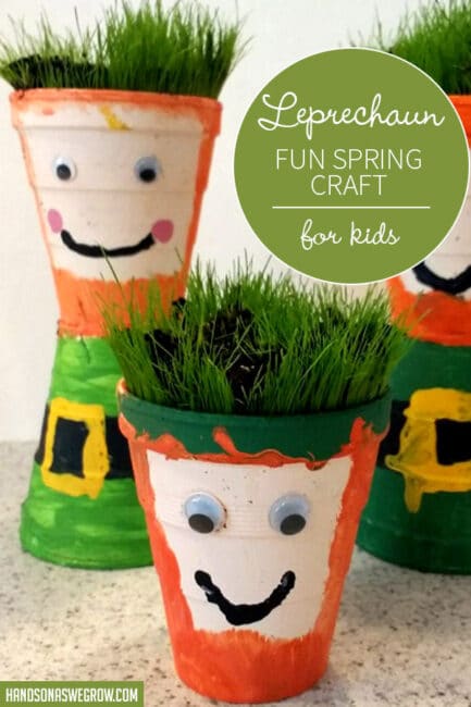 St. Patrick's Day leprechaun hair planter craft for the kids -- mixes painting with planting and added cutting practice!