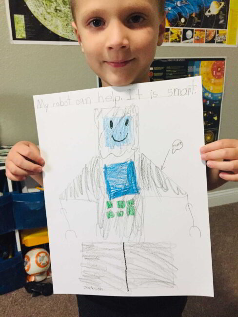 Add writing to extend your robot tracing art project!