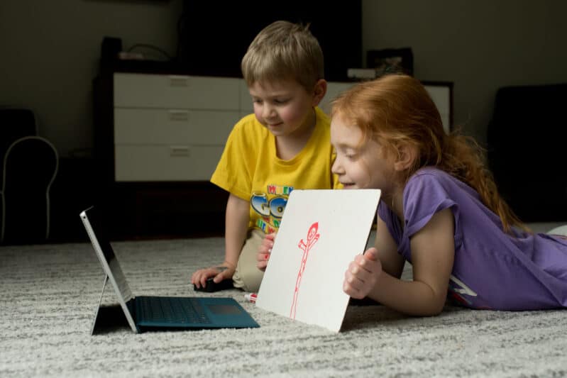 play pictionary over facetime or skype - a fun game for kids to play when you can't get together in person