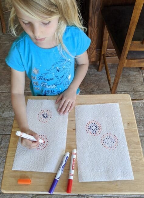 Practicing Paper Towel Pattern Art fine motor for kids