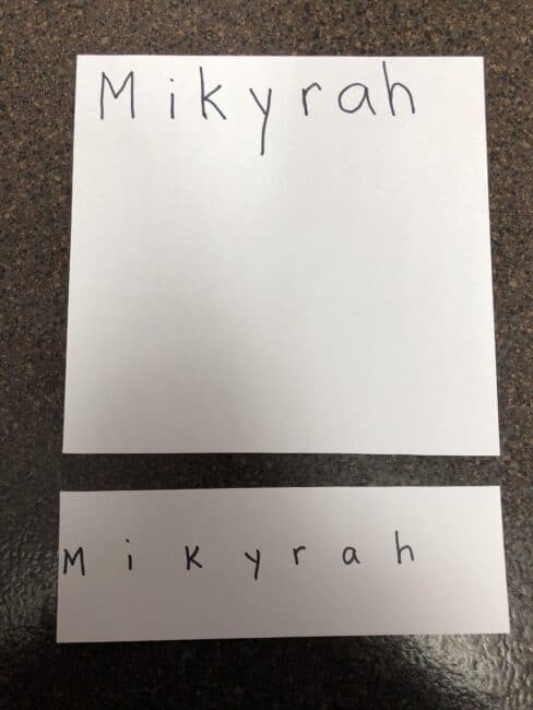 Write your child's name at the top and bottom of the page.