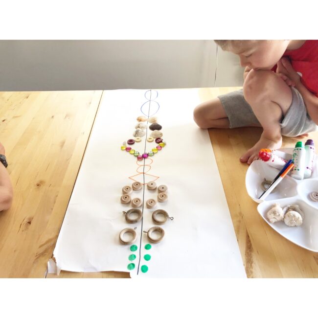 Completed symmetry activity using loose parts