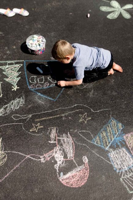 Shadow tracing for kids turns into big art project
