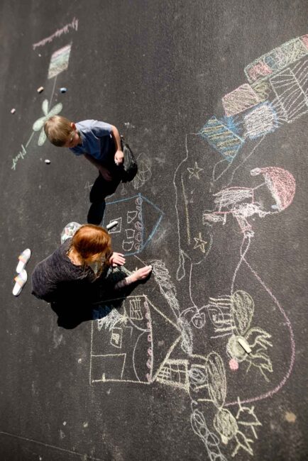 Big art project using shadow tracing as inspiration for kids