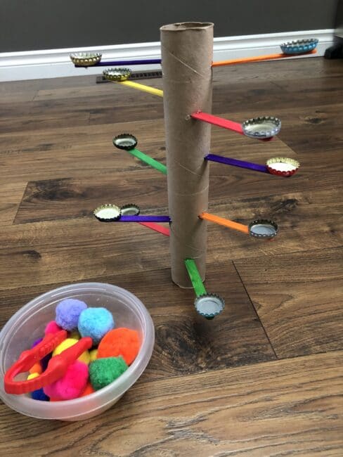 Make an engaging pom pom balance tree out of supplies you already have and work on fine motor skills while having a few good laughs!