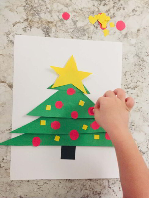 Make this simple Christmas tree shapes craft to celebrate the season!