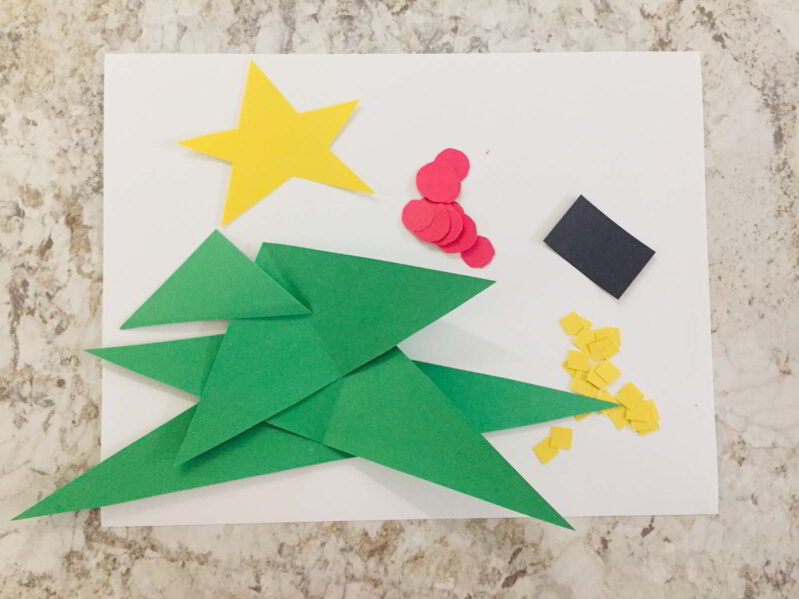 Make this simple Christmas tree shapes craft to celebrate the season with your toddlers and preschoolers!