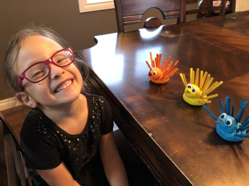 Thanksgiving play dough turkey fine motor color match activity for young kids.