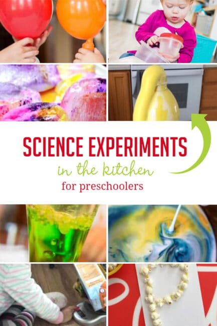 Science experiments for preschoolers to enjoy in the kitchen using supplies from your cupboards and pantry!