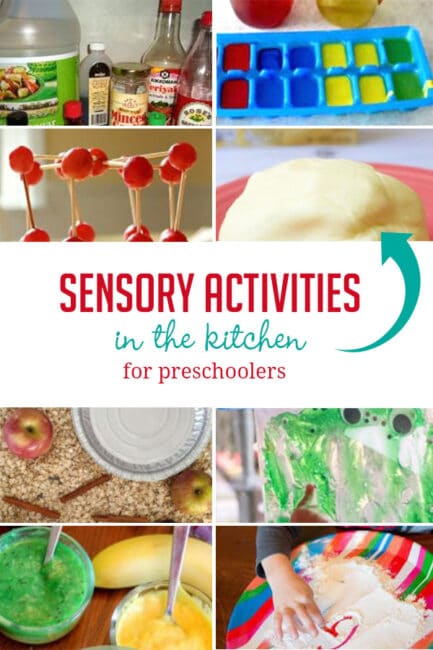 Sensory activities for preschoolers to enjoy in the kitchen using supplies from your cupboards and pantry!