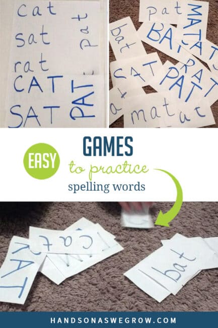 Learning to spell can be fun! Here are a couple super simple games to practice spelling words and sight word recognition. Give them a try.