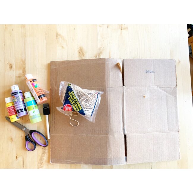 Supplies needed to create quick and easy rubber band transfer art prints.