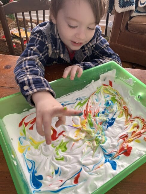 Keep tissues or cloth nearby if your kids don't like messy fingers with this activity.