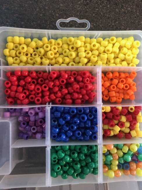 Pony beads are great for fine motor activities for toddlers and preschoolers.