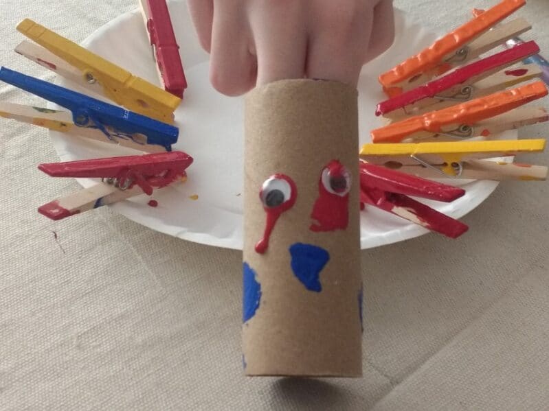 Thanksgiving is a time of gratitude and this simple thankful turkey clothespin craft will get your kids in the mood with fine motor practice.