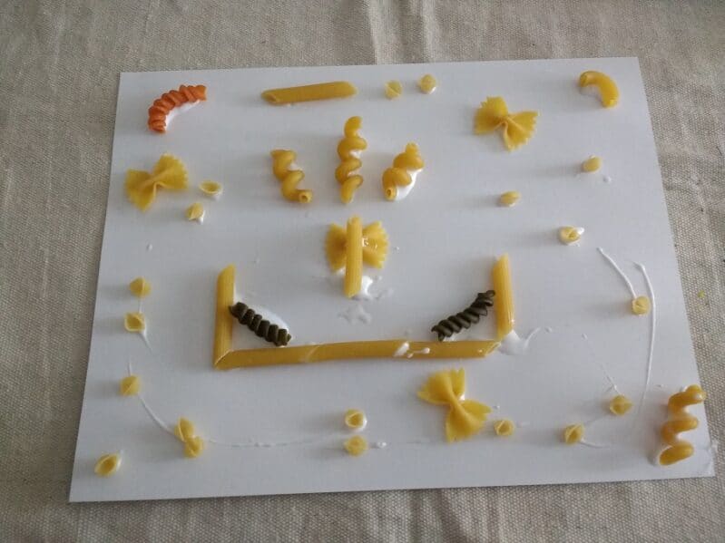 Pasta is one of those items in your pantry that are simply versatile! Try out these super simple ideas for pasta art with your kids at home!