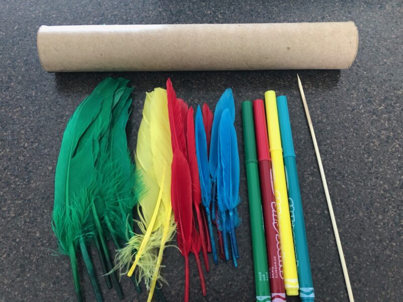Feather poke fine motor color activity for toddlers and preschoolers.