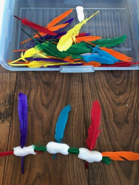 Get creative with feathers and packing peanuts or just explore.