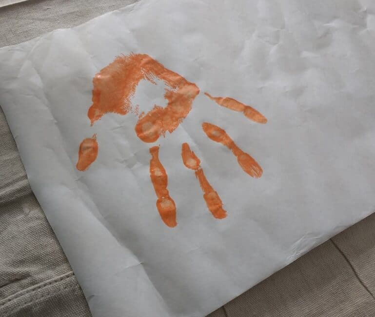 painted hand print for Halloween