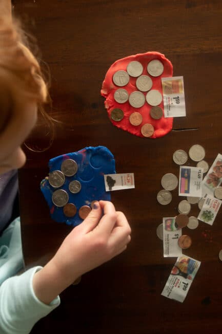 Big Kid counting exact money value game that is super simple and adaptable for any age!