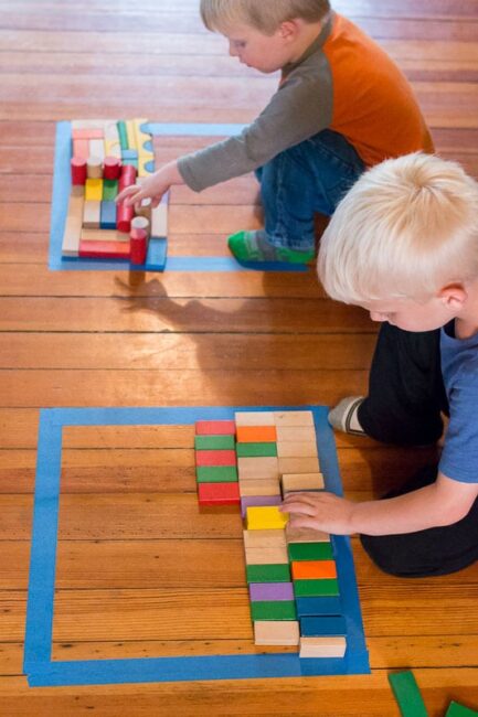 Floor Block and Tape Puzzle Game for Kids to do at home