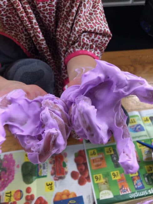 These girls love getting their hands dirty with shaving foam sensory activities!