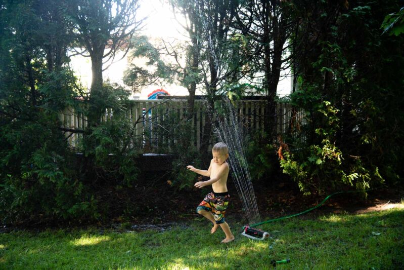 Water play is year-round fun, but nothing beats playing in it outdoors when it is hot. So on a particularly scorching summer day, set up this simple and fun water obstacle course in the backyard for your kids!