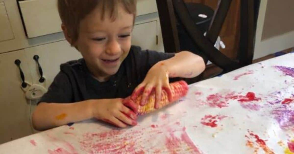 Toddler Corn Cob Painting is Simple, Fun Fall Art