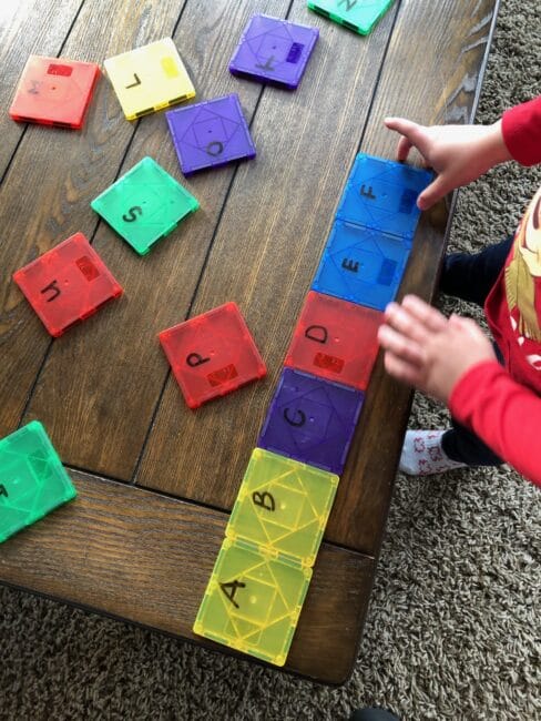 learning letters with magnetic tiles
