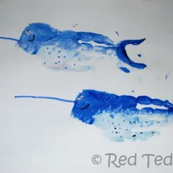 Painted Handprint Narwhal - Red Ted Art