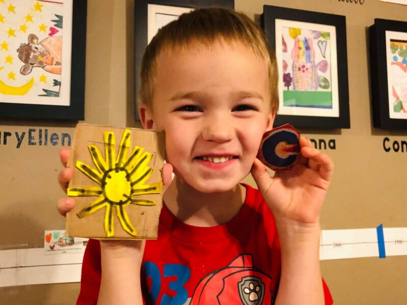 Grab cardboard, foam craft sheets, glue, scissors, markers and stamp pad and get creative with your kids making DIY foam stamps with this easy how to!