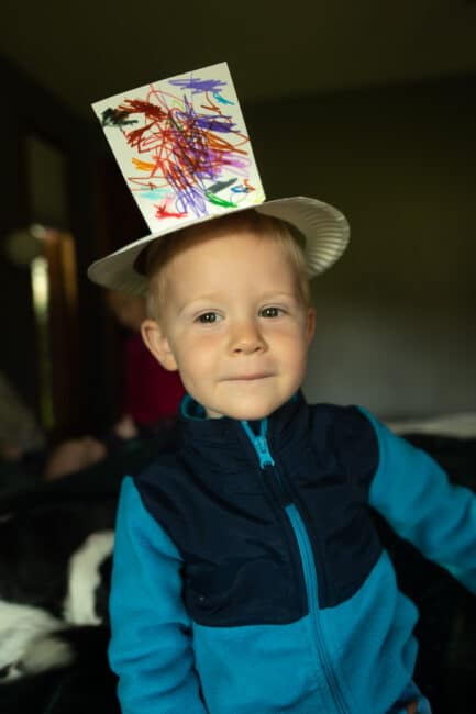 Abstract paper plate hat for kids to make
