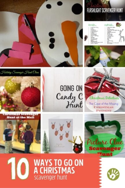 10 ways to go on a Christmas scavenger hunt with the kids, from finding lights to free printables to a hunt at the mall.