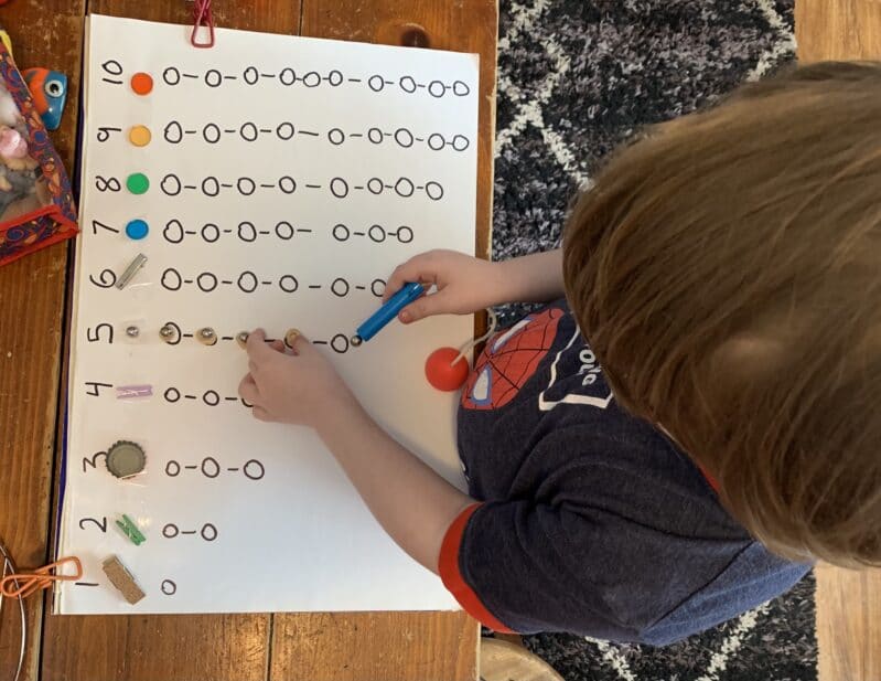 Super simple sensory activity for preschoolers that adds a magnet aspect of fun as well as sorting categories and counting too!