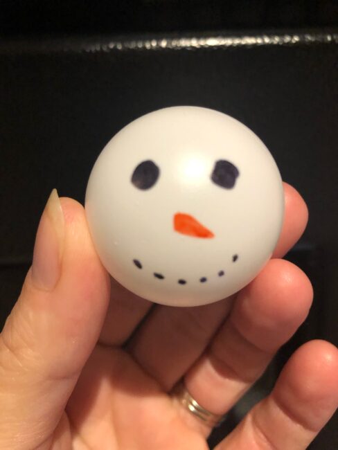 ping pong ball snowman face