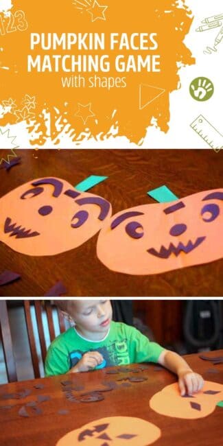 Learn shapes and get in the Halloween spirits while playing this simple and fun pumpkin face shapes matching activity using just paper!