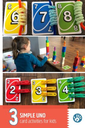 So many games to play with Uno cards & they're all great for young kids to learn numbers & colors! Here are 3 math Uno games for kids to play!