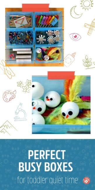 Incredible ideas for simple busy activity boxes for toddlers. Great for moms with toddlers and baby needing quiet, and kids who no longer nap.
