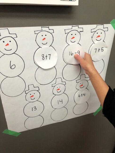 Make math exciting with a snowman scavenger hunt to match numbers and counting with stickers! Fine motor and gross motor in one activity! Win Win!
