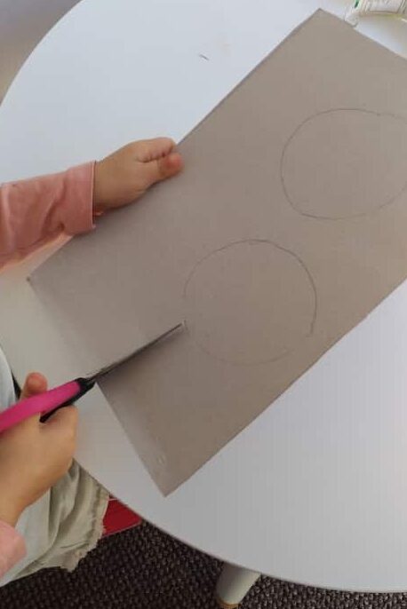 Practice cutting and tracing skills with your DIY hand drum activity