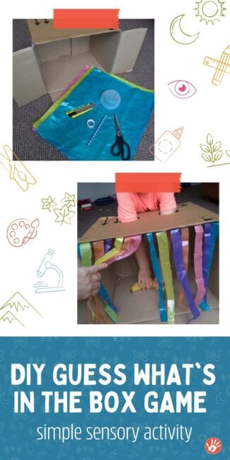 Practice important sensory skills with a fun box activity. Your child will love playing detective with this DIY Guess What's in the Box game!