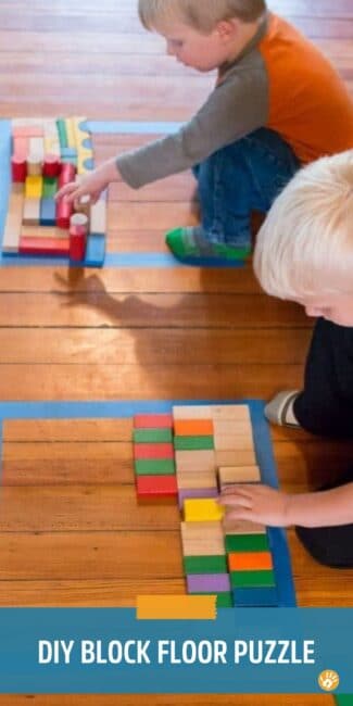 Make a puzzle on the floor with a simple shape and fill it in with blocks.