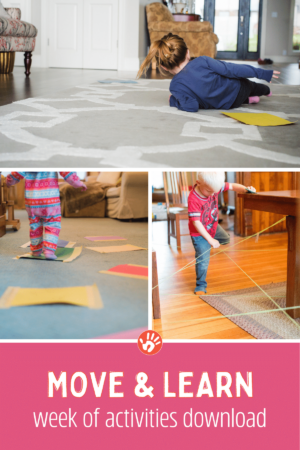 Young kids generally love to move, move, move. Sneaking in learning activities with gross motor activities is a lot of fun for kids!