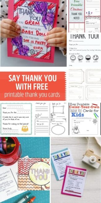 Print free PDF thank you cards that will help your kids to say thank you after the holidays and birthday gifts with these cute ideas!