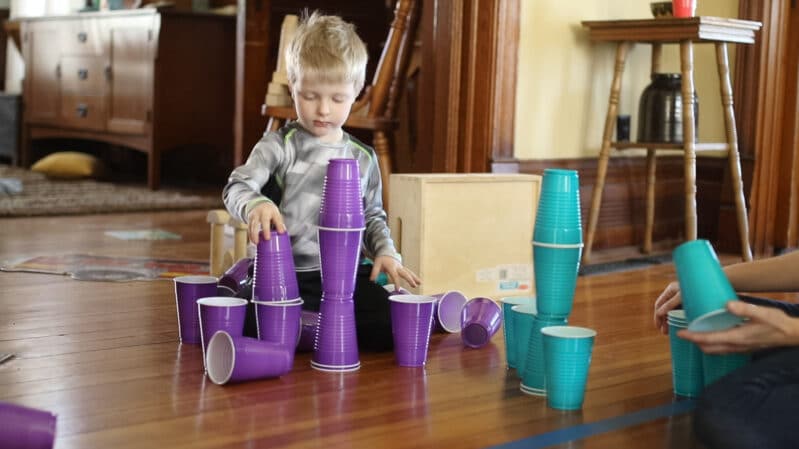 more advanced stacking cups with older toddlers