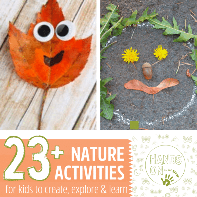 Science, Math, Arts & Crafts or just plain fun nature activities that will all help kids love being outside at home or on the go.