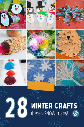 28 winter crafts for kids to make. From penguins to snow globes to ice wreaths.