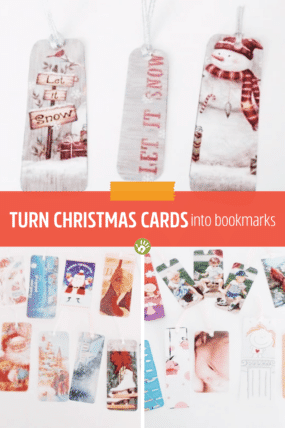 Turn Christmas Cards into Bookmarks